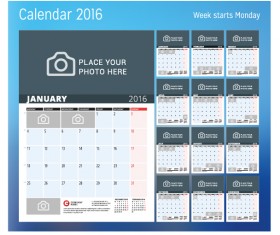 Calendar 2017 with photo vector design 07