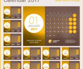 Calendar 2017 with photo vector design 08