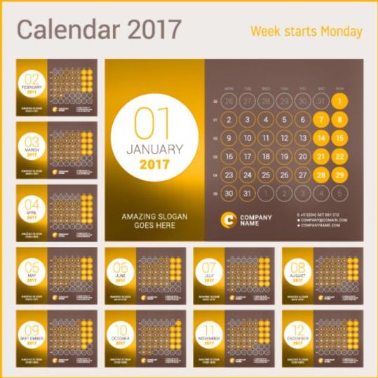 Calendar 2017 with photo vector design 08