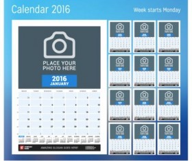 Calendar 2017 with photo vector design 09