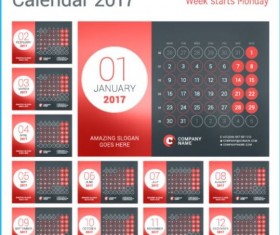 Calendar 2017 with photo vector design 10