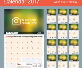 Calendar 2017 with photo vector design 11