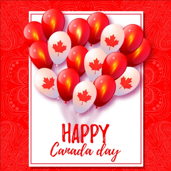 Canada day background with balloons vector 01