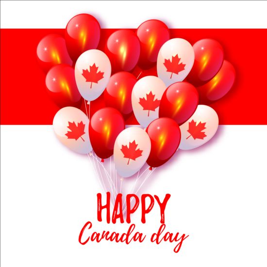 Canada day background with balloons vector 02