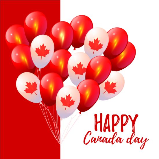Canada day background with balloons vector 03
