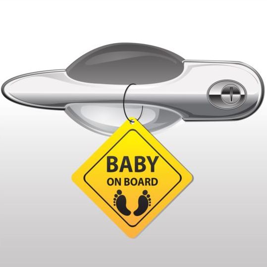 Car door handle and baby tags vector 02