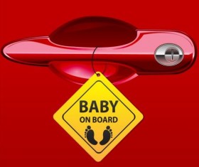 Car door handle and baby tags vector 03