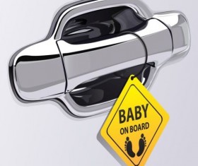 Car door handle and baby tags vector 04
