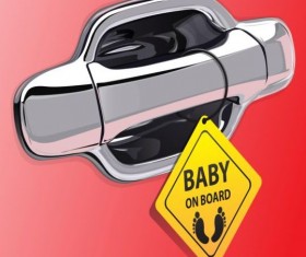 Car door handle and baby tags vector 05