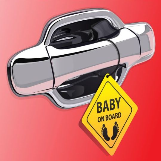 Car door handle and baby tags vector 05