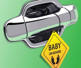 Car door handle and baby tags vector 06