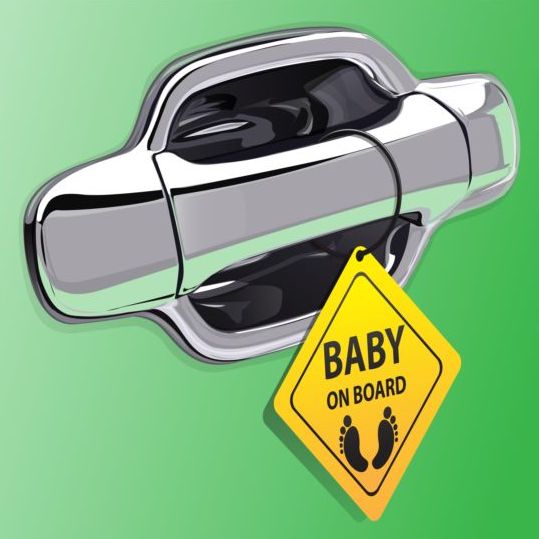 Car door handle and baby tags vector 06