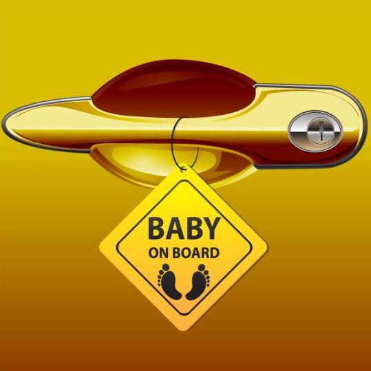 Car door handle and baby tags vector 08