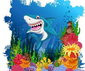 Cartoon underwater world beautiful vector 01