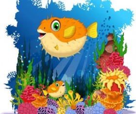 Cartoon underwater world beautiful vector 03