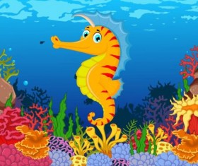 Cartoon underwater world beautiful vector 06