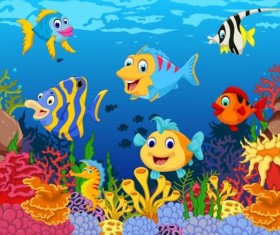 Cartoon underwater world beautiful vector 07