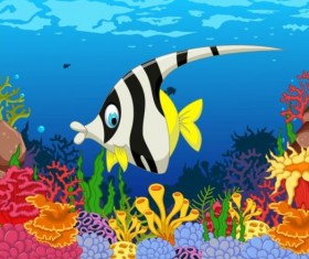Cartoon underwater world beautiful vector 08