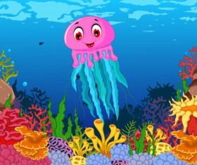 Cartoon underwater world beautiful vector 09