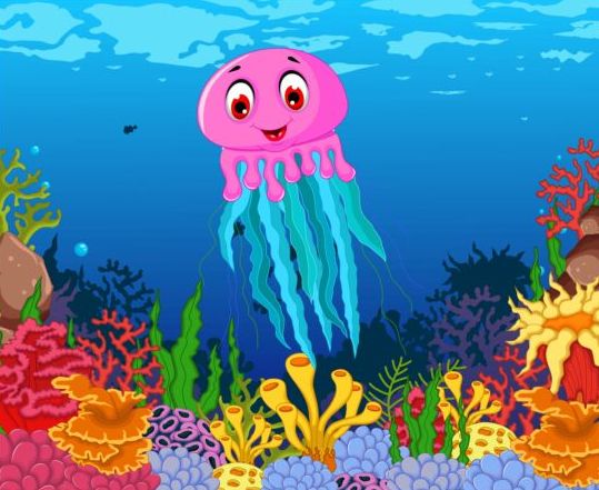 Cartoon underwater world beautiful vector 09 free download
