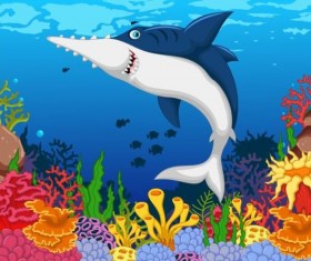 Cartoon underwater world beautiful vector 10