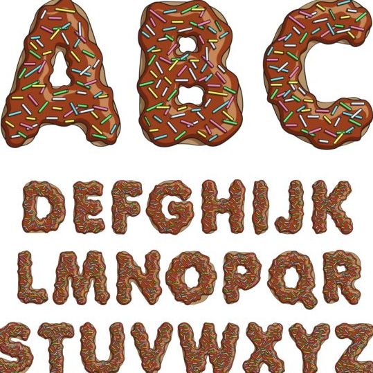 Chocolate alphabet vector material