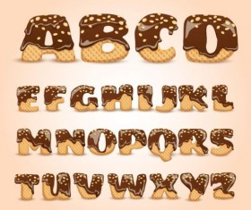 Chocolate cookies alphabet vector