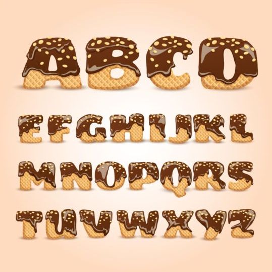 Chocolate cookies alphabet vector