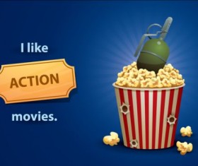 Cinema and popcorn buckets vector background 01
