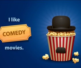 Cinema and popcorn buckets vector background 02