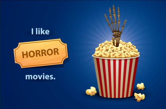 Cinema and popcorn buckets vector background 04
