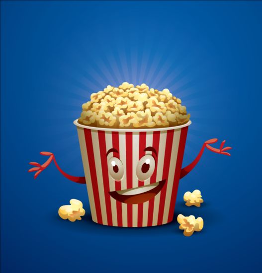 Cinema and popcorn buckets vector background 05