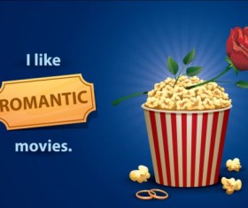 Cinema and popcorn buckets vector background 08