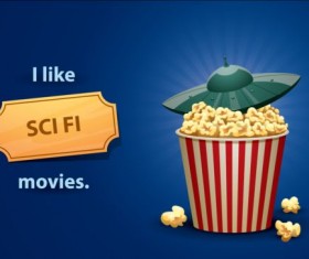 Cinema and popcorn buckets vector background 09
