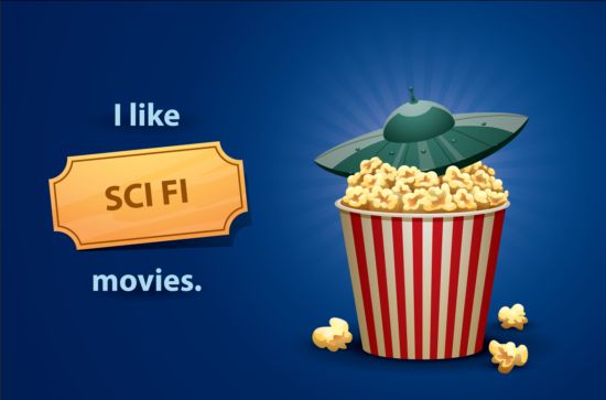 Cinema and popcorn buckets vector background 09