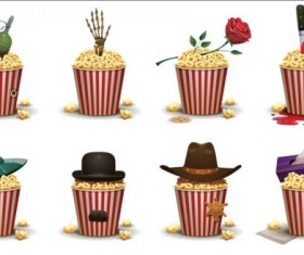 Cinema and popcorn buckets vector background 12