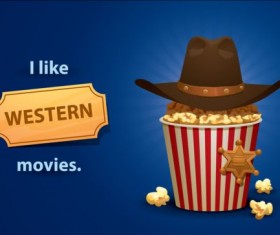 Cinema and popcorn buckets vector background 14