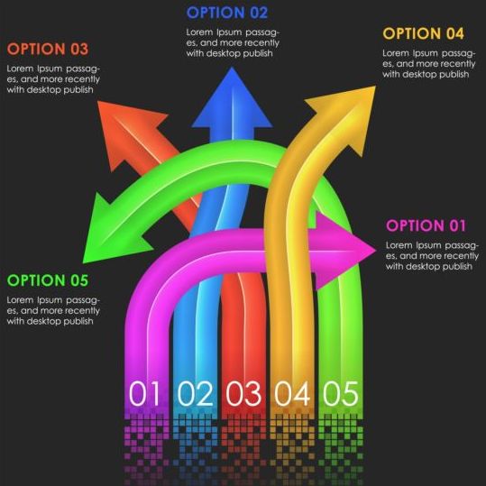 Colored arrow with option infographic vector 02
