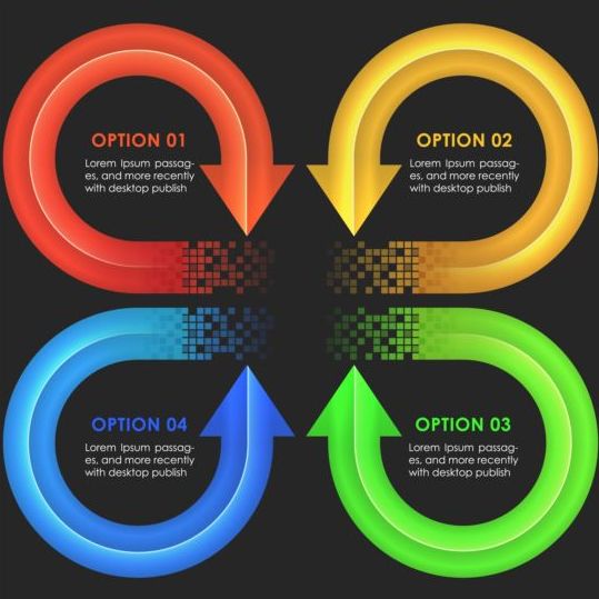 Colored arrow with option infographic vector 03