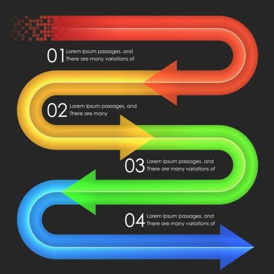 Colored arrow with option infographic vector 06