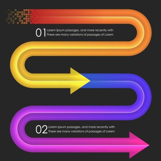 Colored arrow with option infographic vector 07