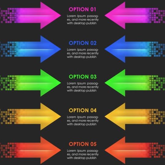Colored arrow with option infographic vector 08