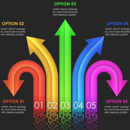 Colored arrow with option infographic vector 09
