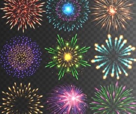 Colored holiday fireworks illustration vector 01