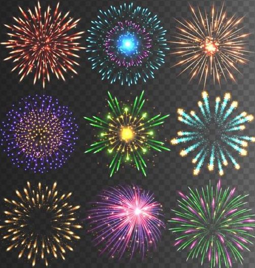 Colored holiday fireworks illustration vector 01