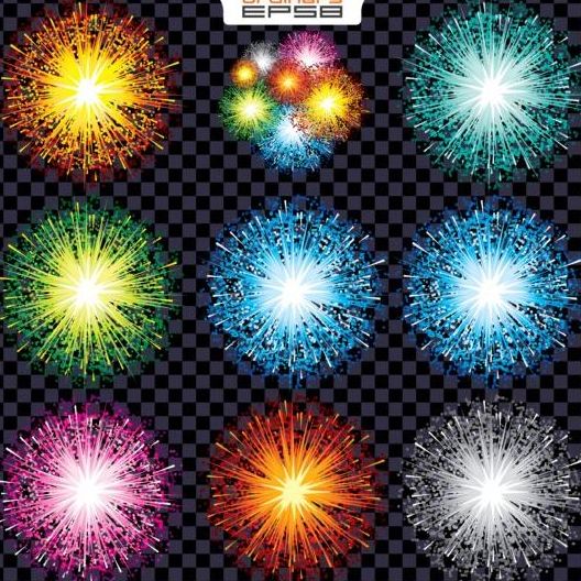 Colored holiday fireworks illustration vector 02