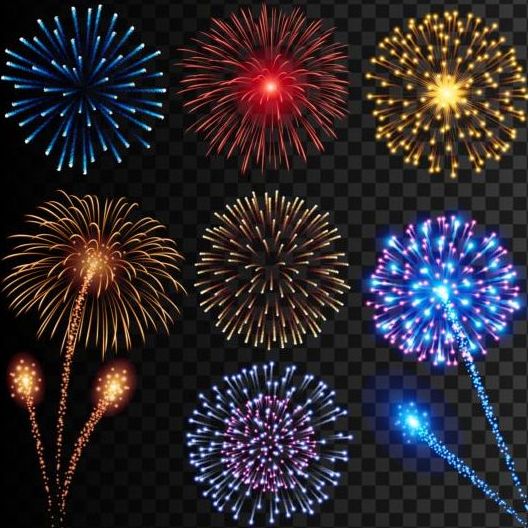 Colored holiday fireworks illustration vector 03