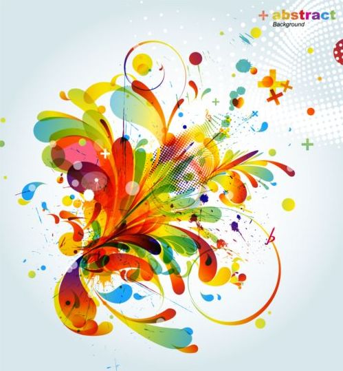 Colorful abstract background with grunge vector 05