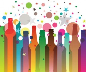 Colorful bottles with holiday background vector