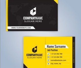 Creative business card black with yellow vector 04